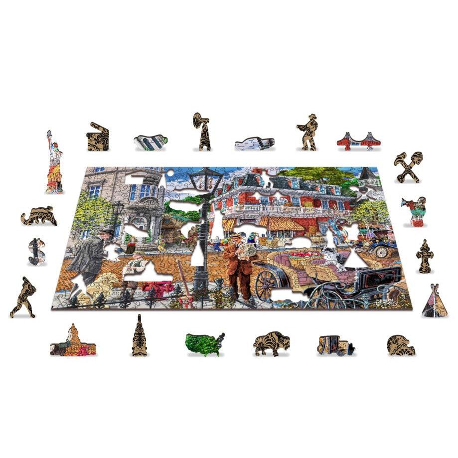 Main Street 400 Piece Wood Jigsaw Puzzle Wooden City
