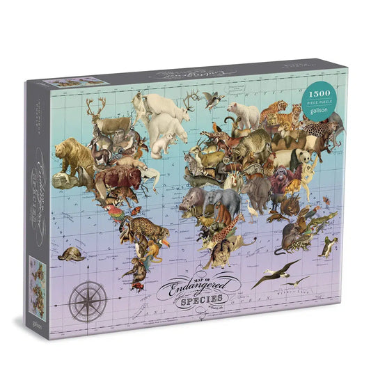 Map of Endangered Species 1500 Piece Jigsaw Puzzle Galison
