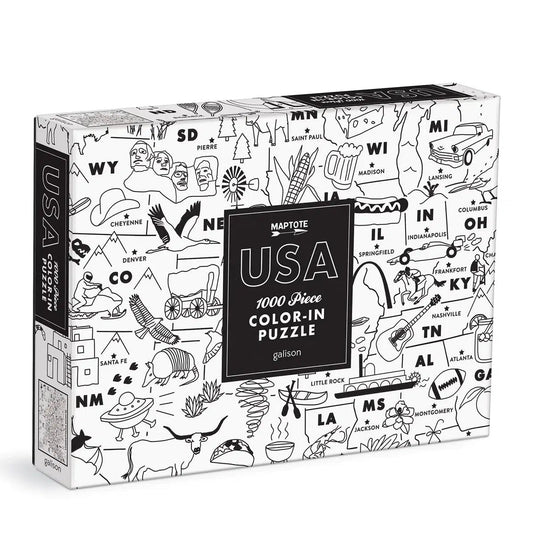 Maptote USA Color-In 1000 Piece Jigsaw Puzzle Galison