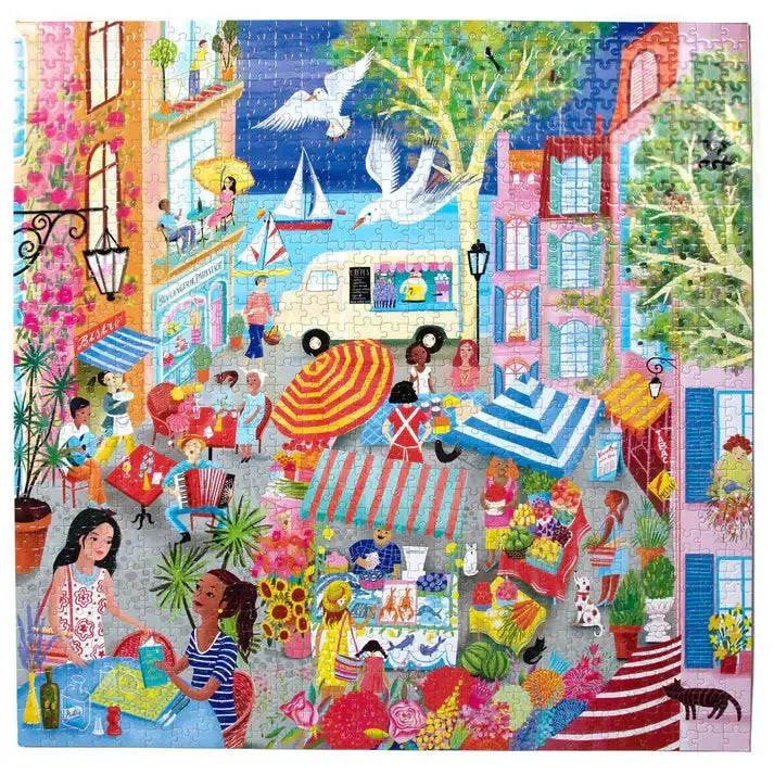 Marketplace in France 1000 Piece Jigsaw Puzzle eeBoo