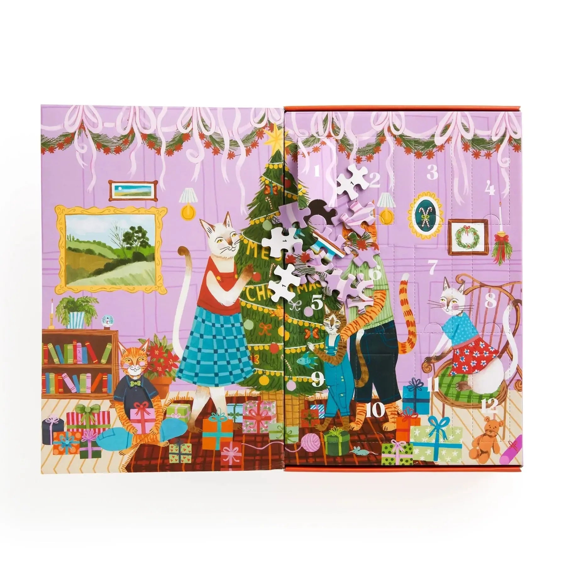 Meowy Christmas 12 Days of Puzzles 500 Piece Countdown Jigsaw Puzzle Galison