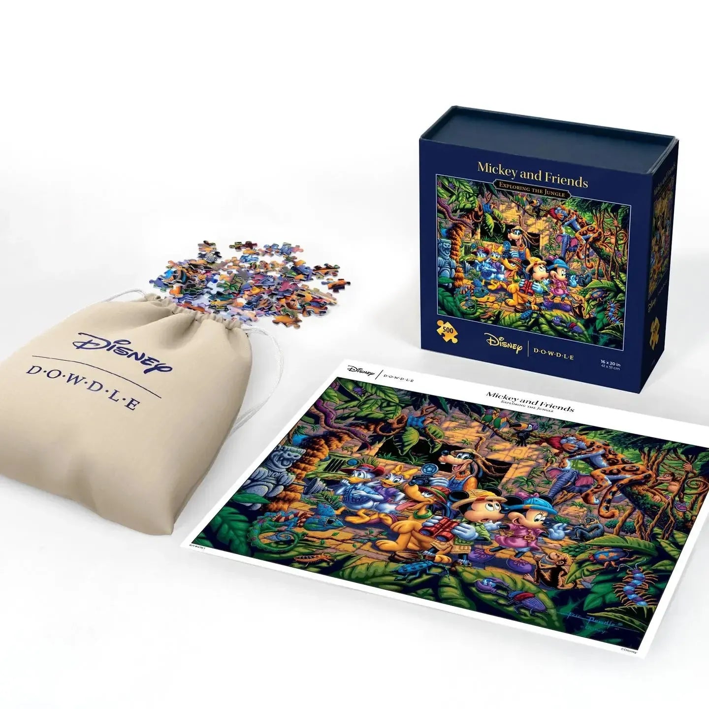 Mickey & Friends Exploring the Jungle 500 Piece Jigsaw Puzzle Disney x Dowdle