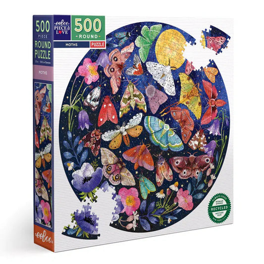 Moths 500 Piece Round Jigsaw Puzzle eeBoo