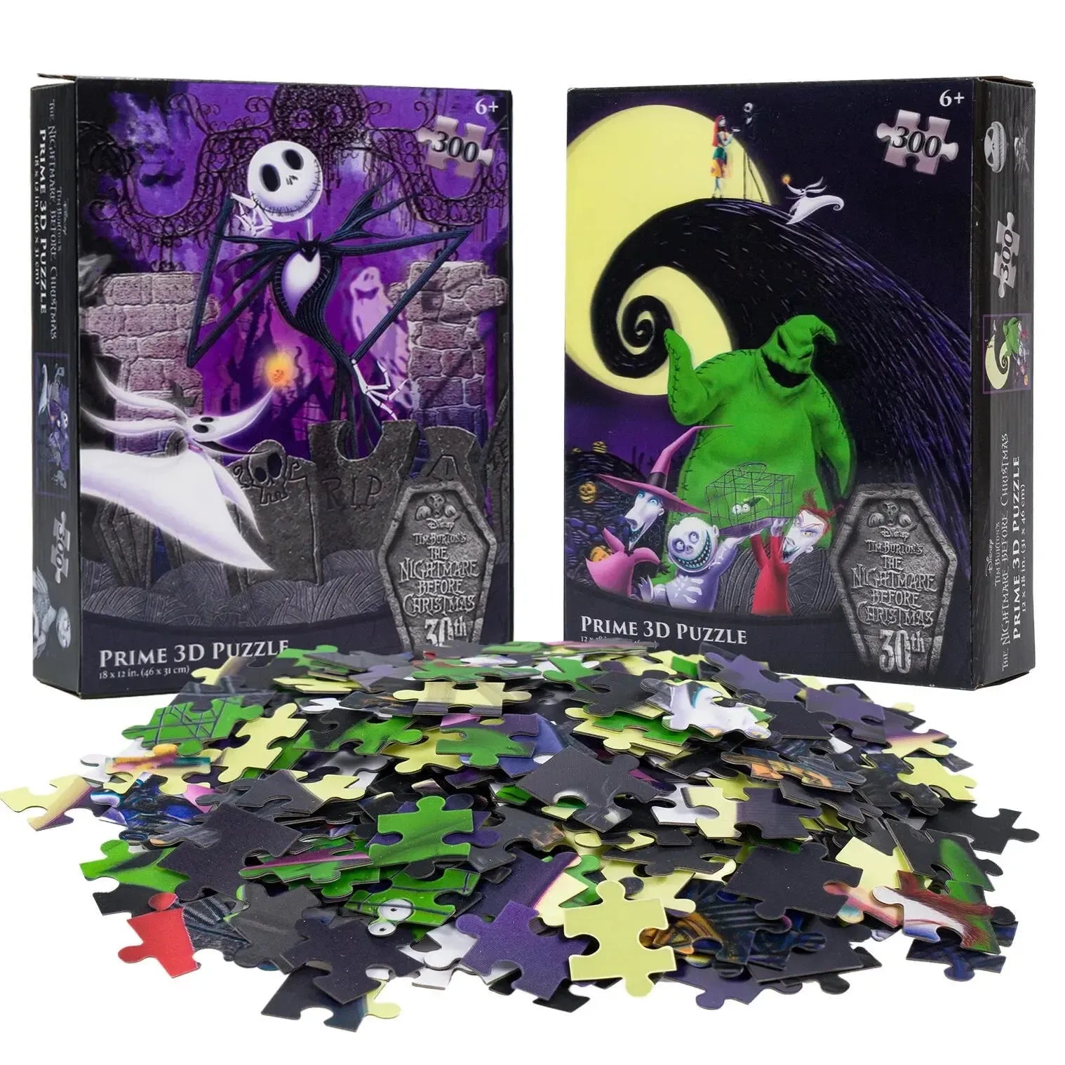 Nightmare Before Christmas Set of 2 300 Piece Lenticular Jigsaw Puzzles Prime 3D