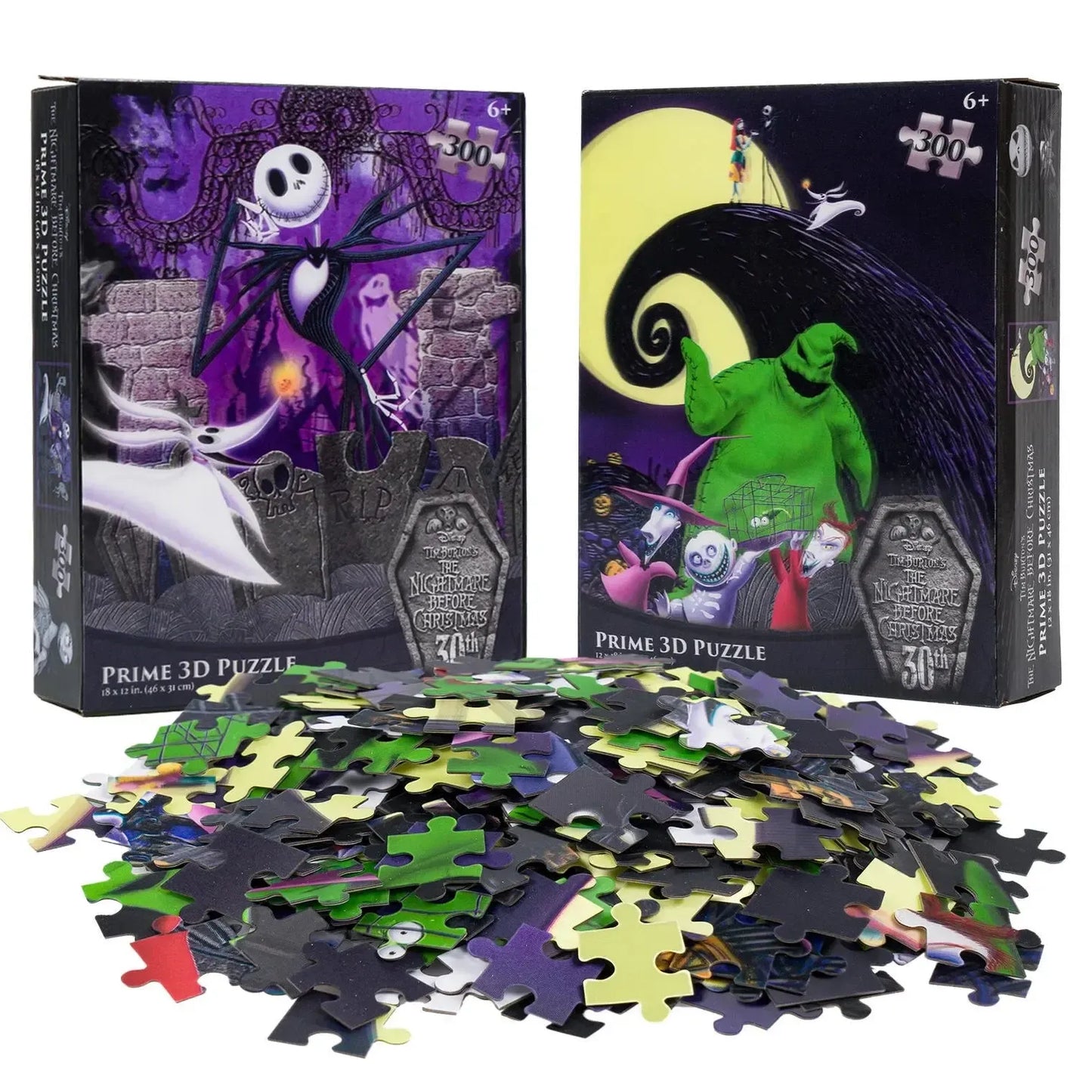 Nightmare Before Christmas Set of 2 300 Piece Lenticular Jigsaw Puzzles Prime 3D