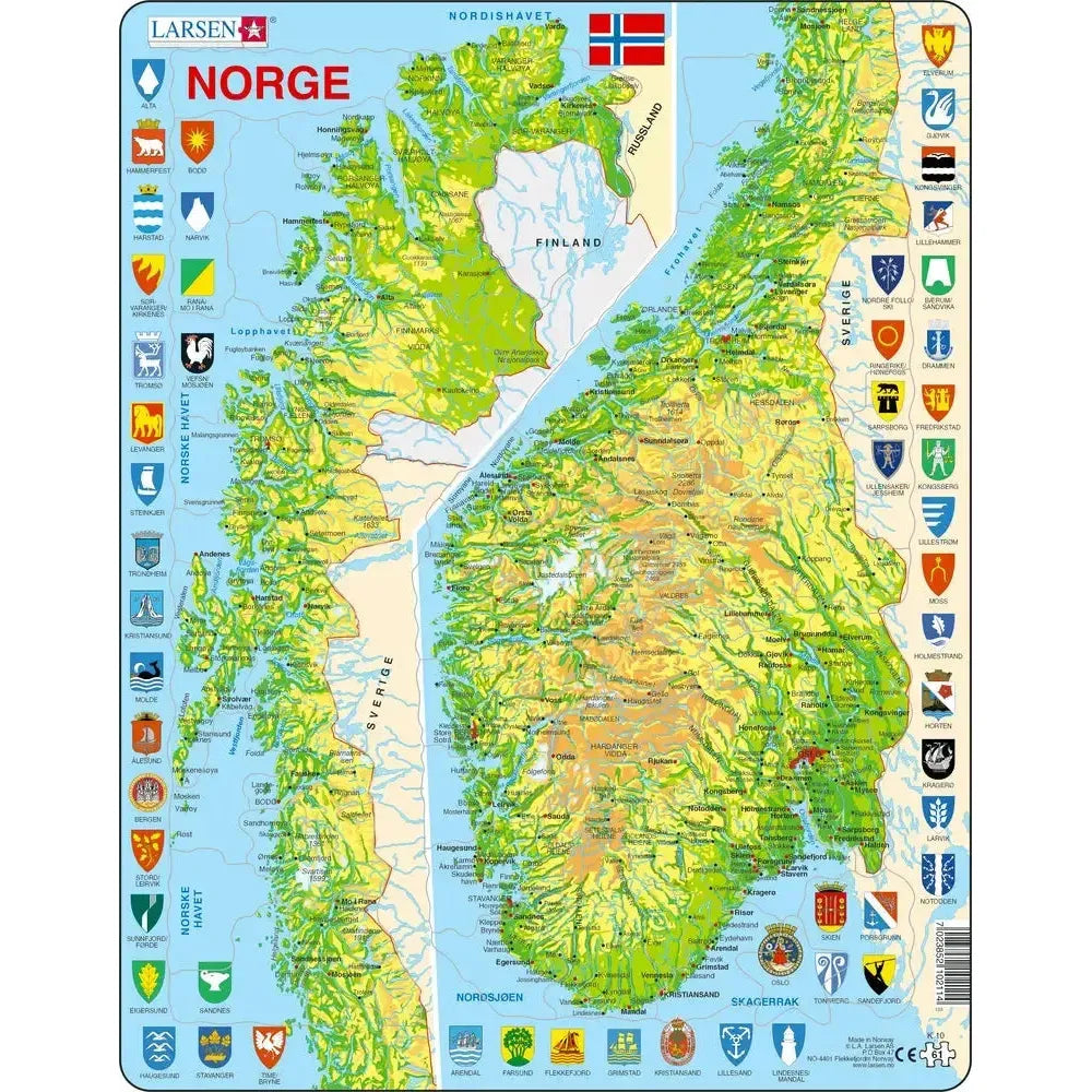 Norway Map 61 Piece Tray Jigsaw Puzzle Larsen