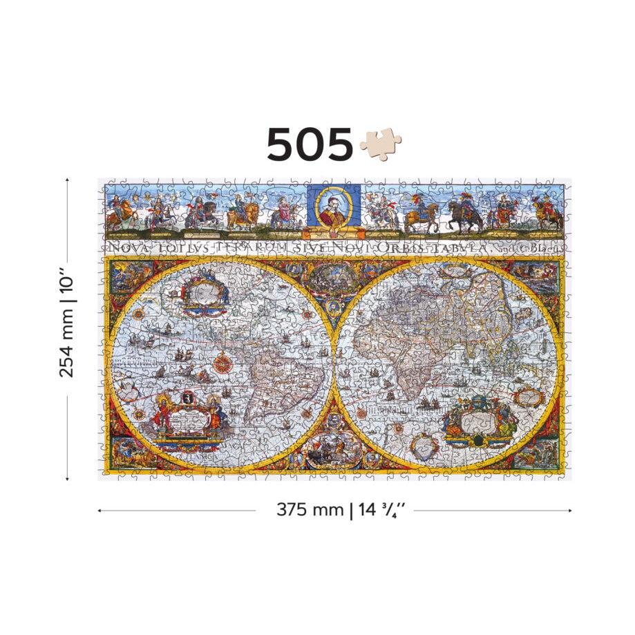 Nova Terrarum Antique Map 505 Piece Wood Jigsaw Puzzle Wooden City