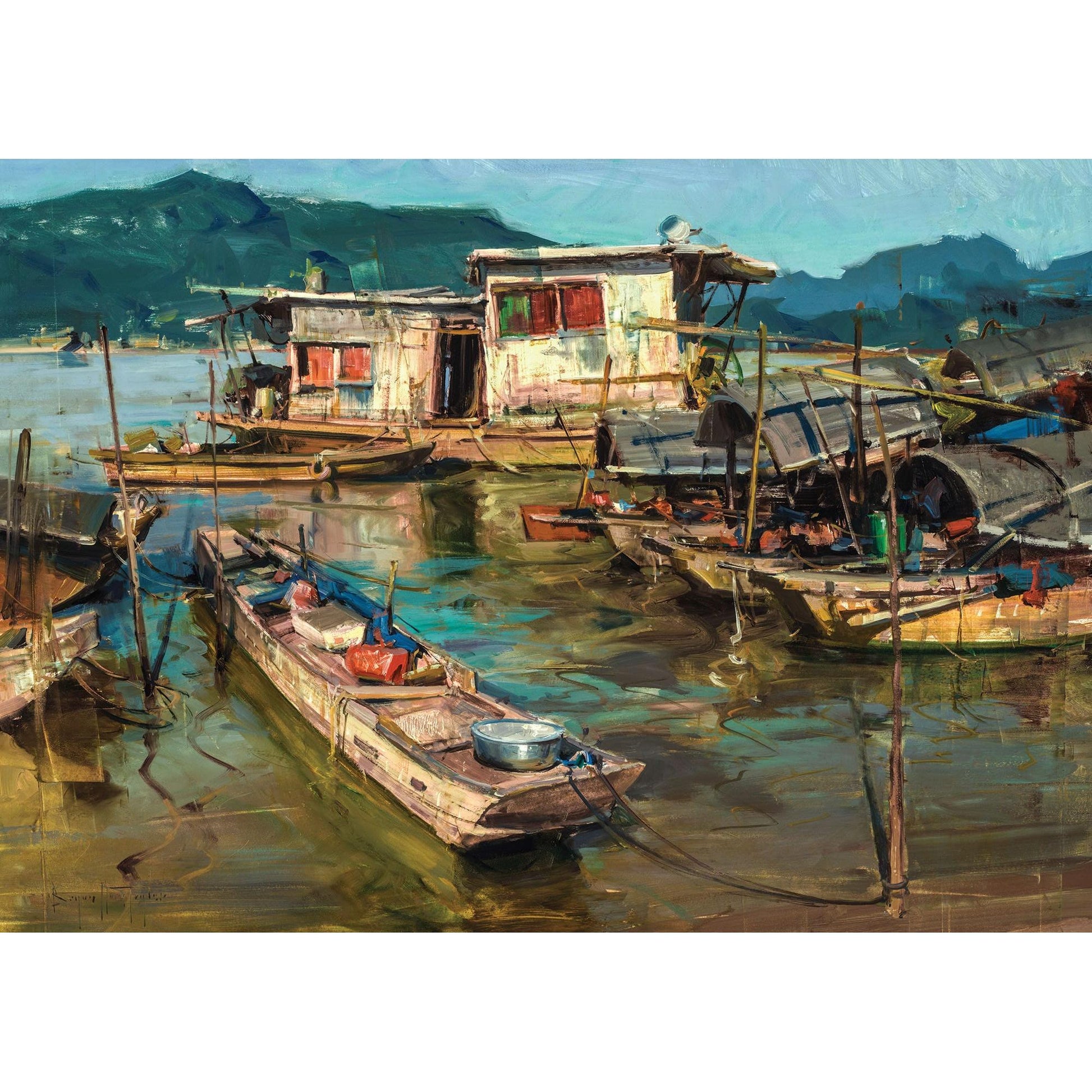 Pearl River Village 500 Piece Premium Jigsaw Puzzle Art & Fable