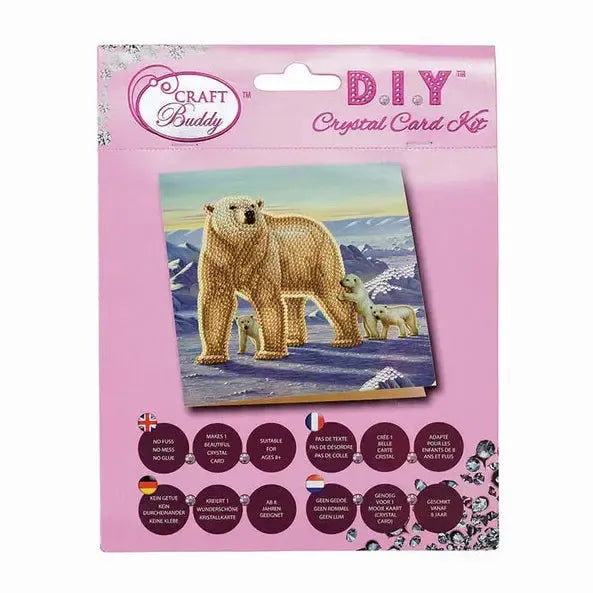 Polar Bear Family Crystal Art Card Kit Craft Buddy