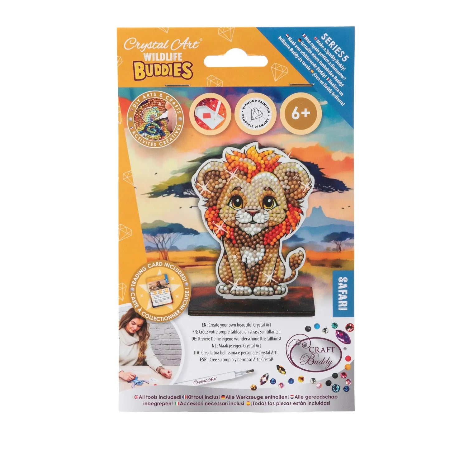 Safari Lion "Wildlife" Crystal Art Buddies Kit Craft Buddy