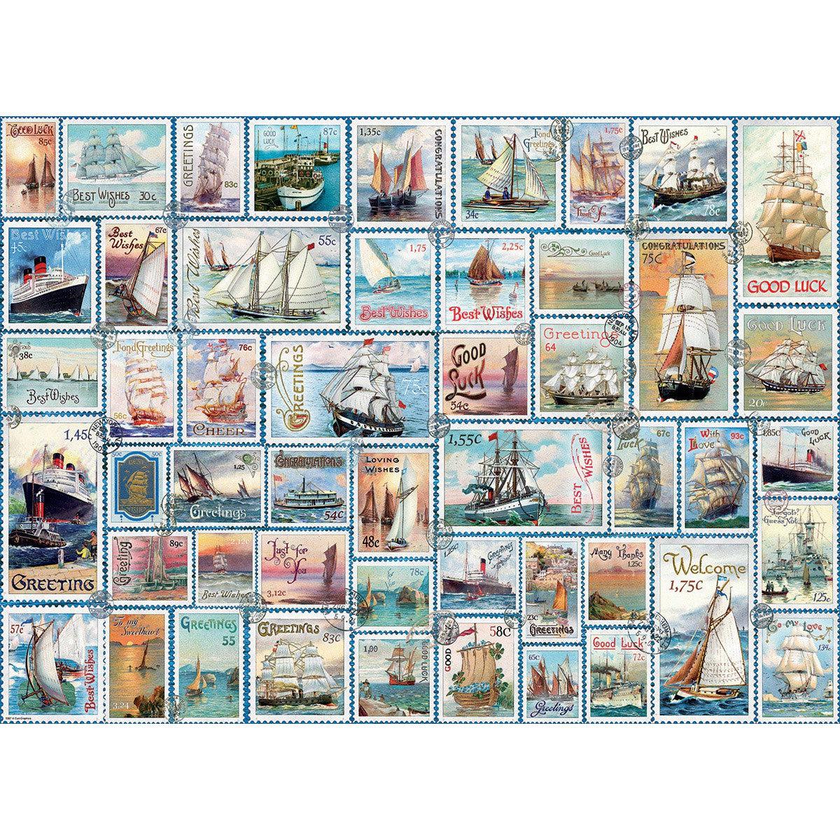 Sailing Ships Vintage Stamps 500 Piece Jigsaw Puzzle Eurographics