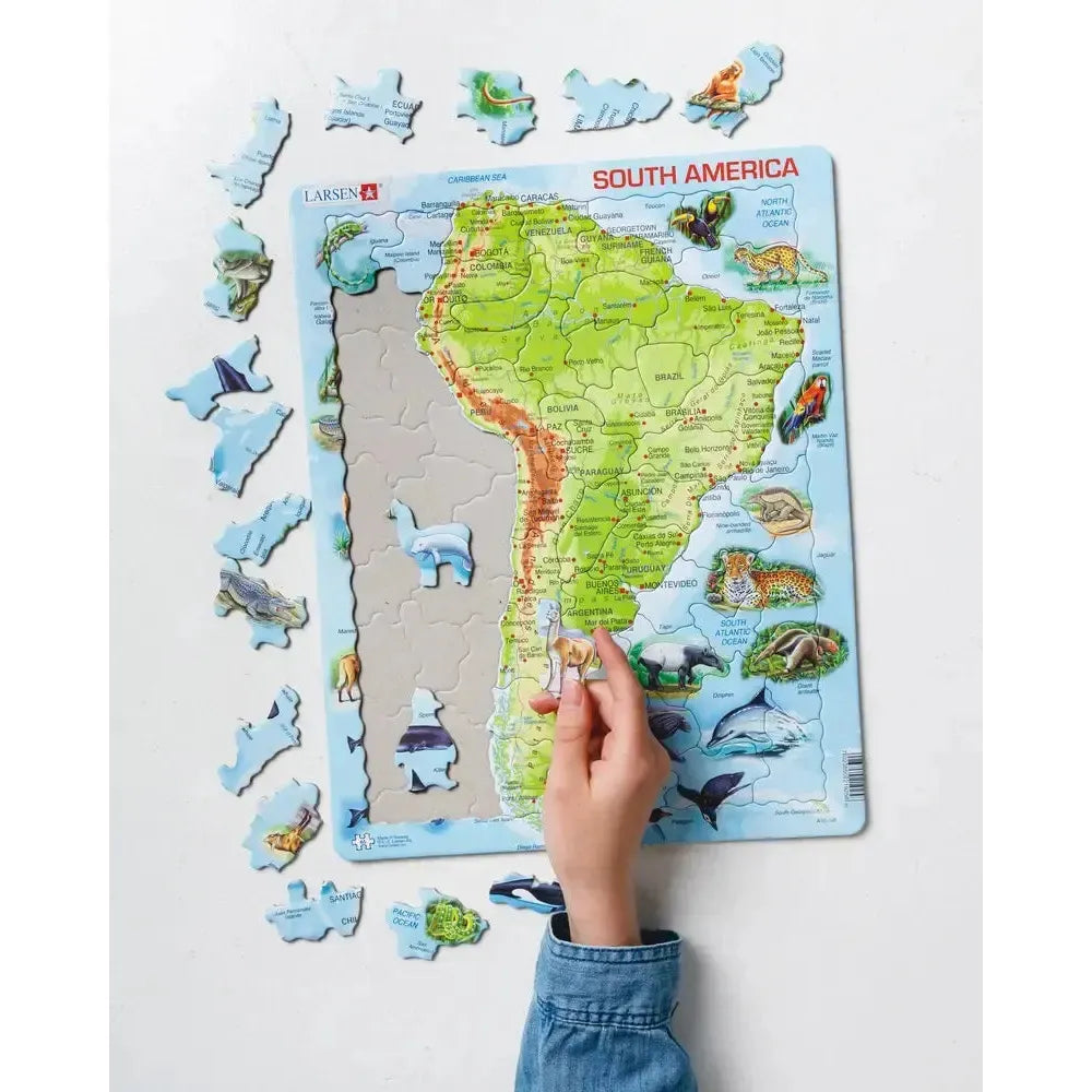 South America Topographic Map 65 Piece Tray Jigsaw Puzzle Larsen