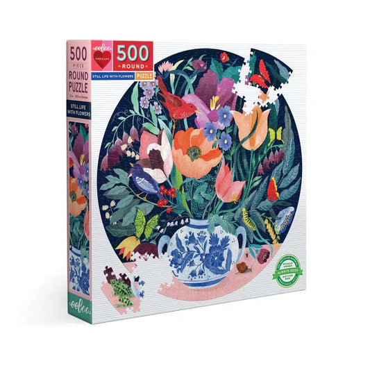 Still Life with Flowers 500 Piece Round Jigsaw Puzzle eeBoo