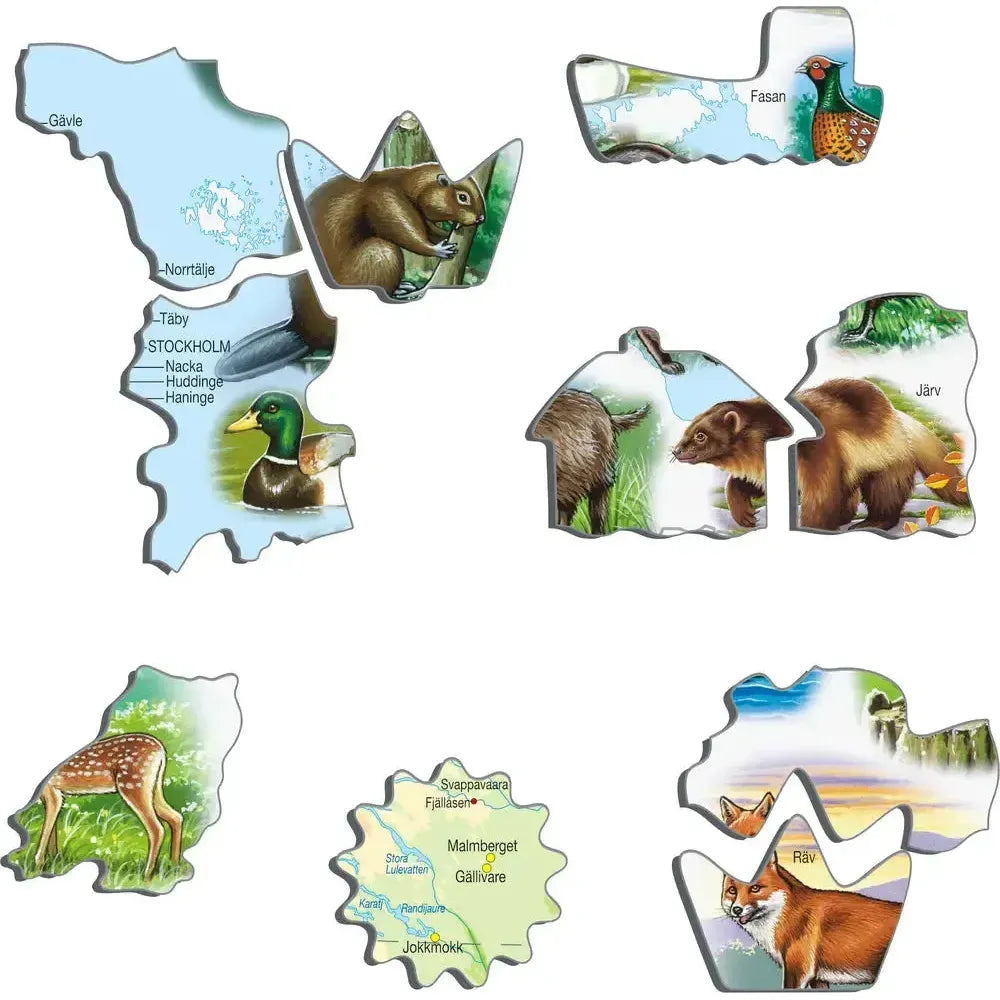Sweden Map & Animals 71 Piece Tray Jigsaw Puzzle Larsen