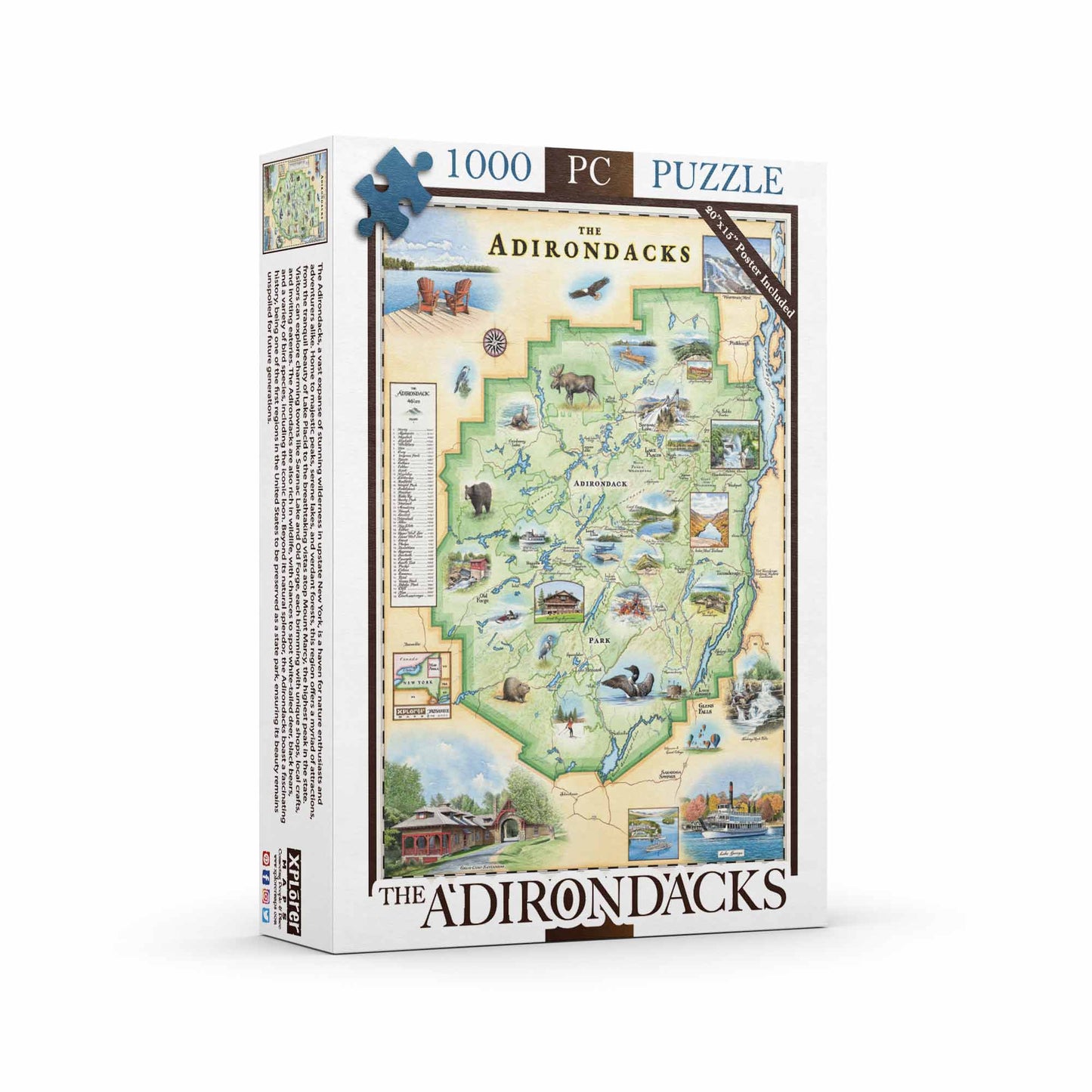 The Adirondacks 1000 Piece Jigsaw Puzzle Xplorer Maps