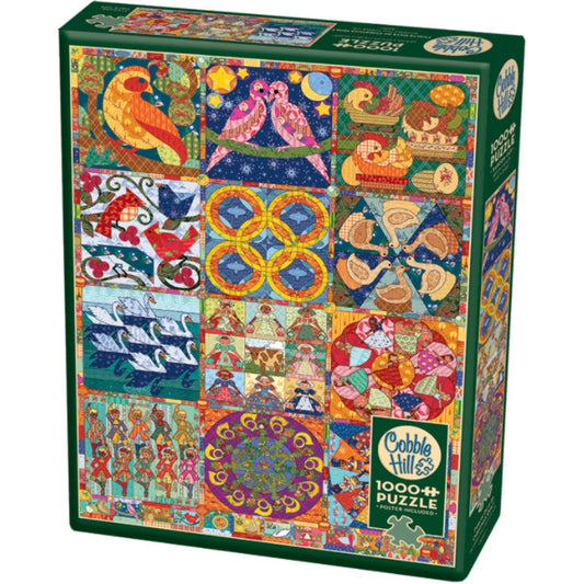 Twelve Days of Christmas Quilt 1000 Piece Jigsaw Puzzle Cobble Hill