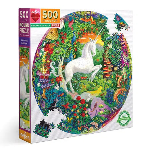 Unicorn Garden 500 Piece Round Jigsaw Puzzle eeBoo
