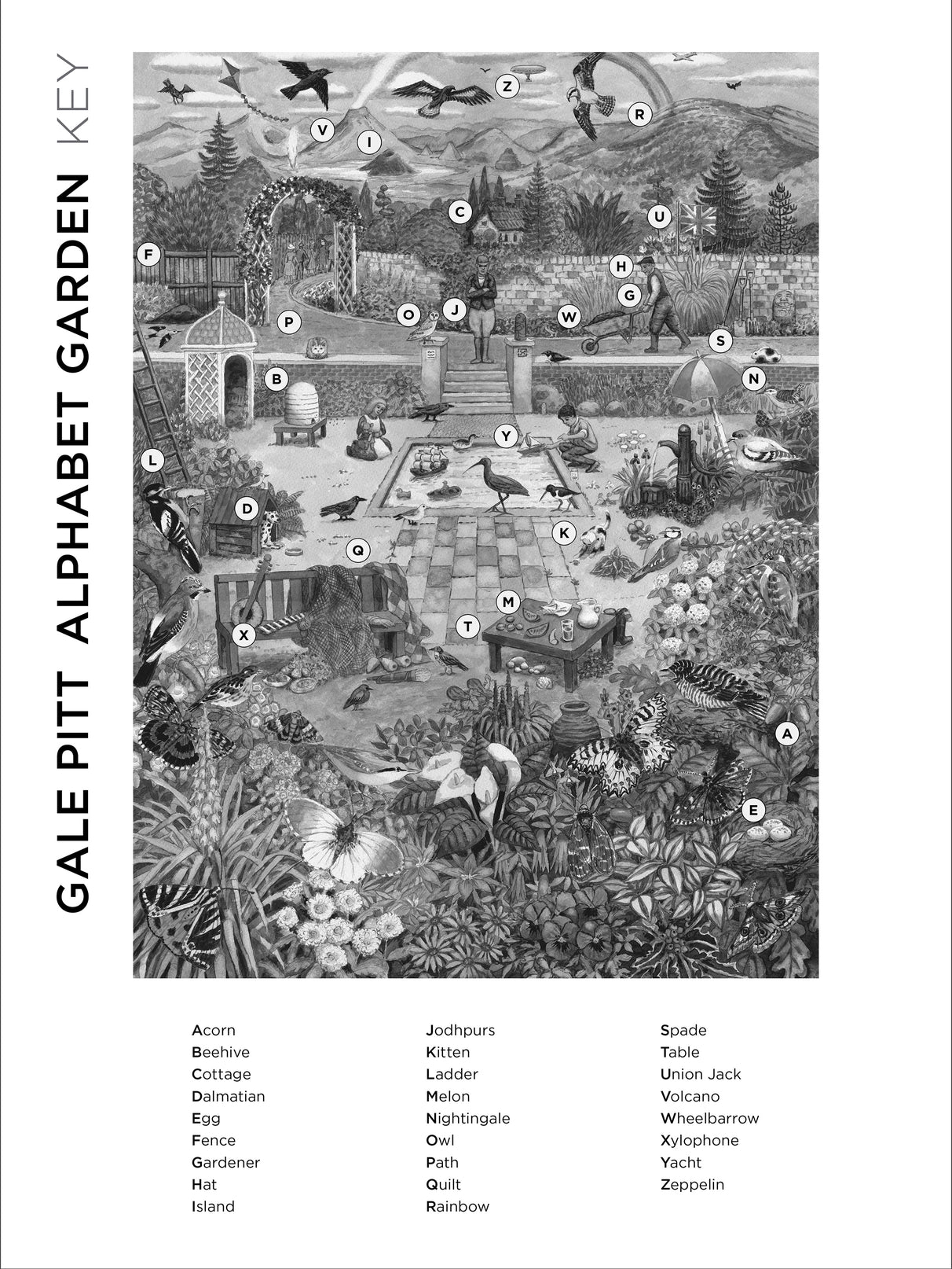 Alphabet Garden by Gale Pitt 1000 Piece Jigsaw Puzzle Pomegranate