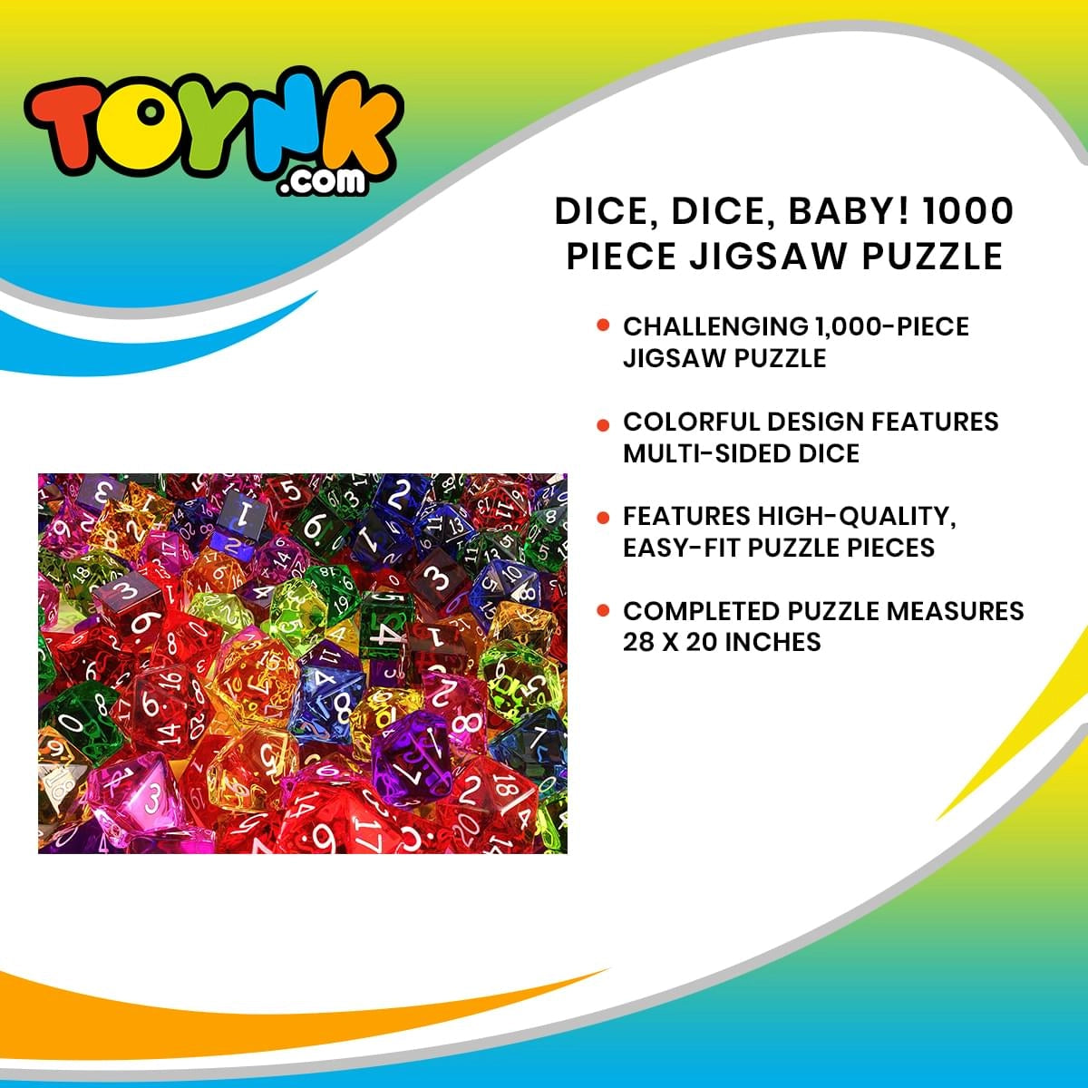 Dice, Dice, Baby 1000 Piece Jigsaw Puzzle Toynk