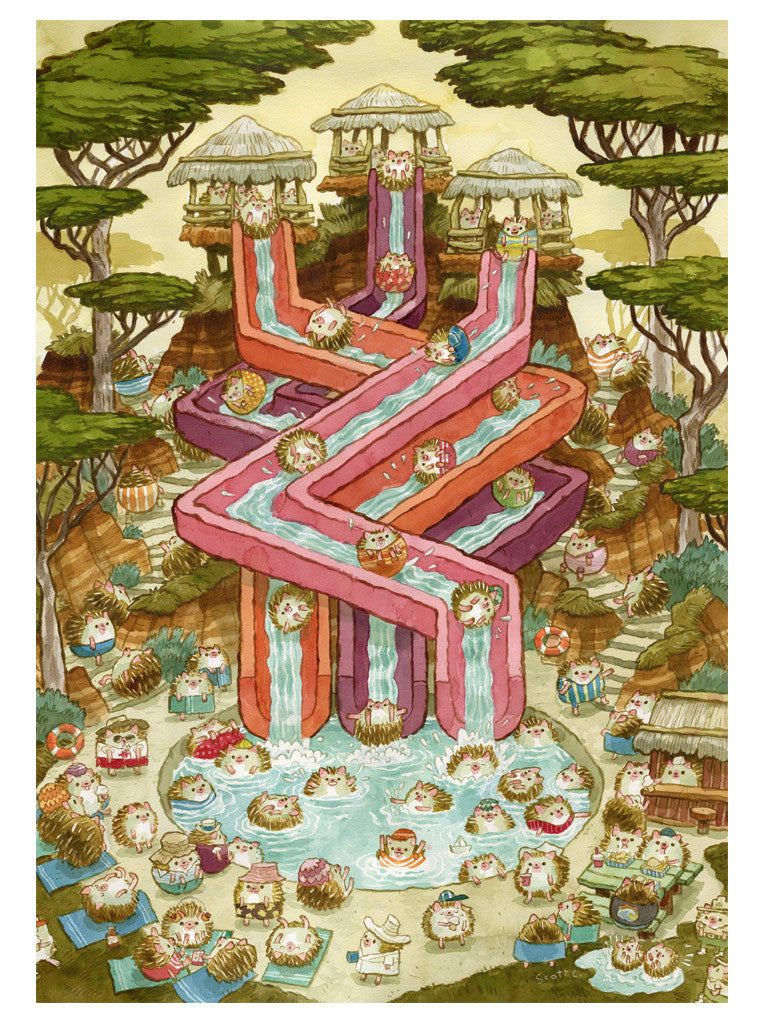 Hedgehog Waterpark 500 Piece Jigsaw Puzzle Scott C