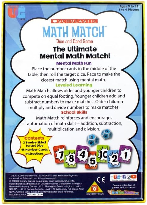 Math Match - Educational Dice & Card Game - Scholastic