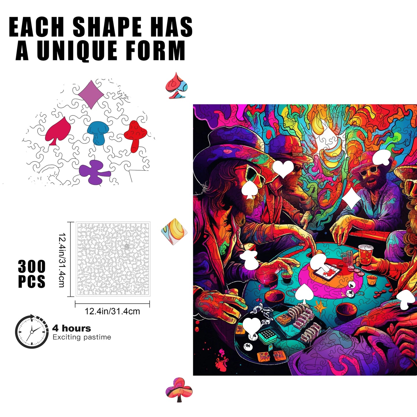Poker Palooza 300 Piece Wooden Jigsaw Puzzle Trippy