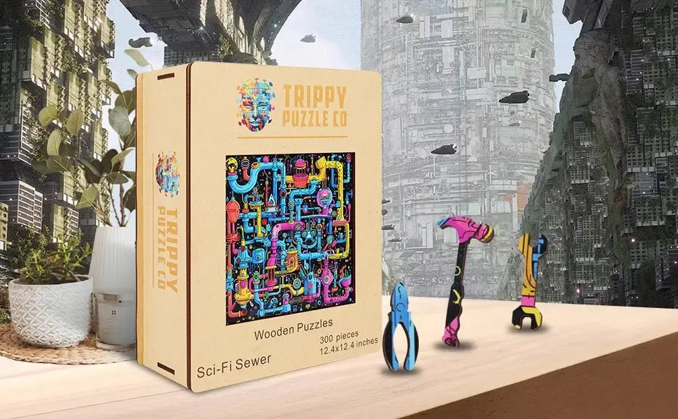 Sci-Fi Sewer 300 Piece Wooden Jigsaw Puzzle Trippy