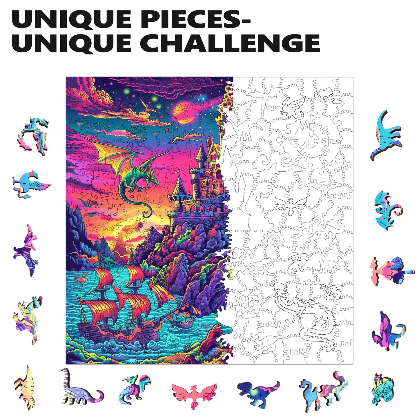 Dragons Dream 300 Piece Wooden Jigsaw Puzzle Trippy