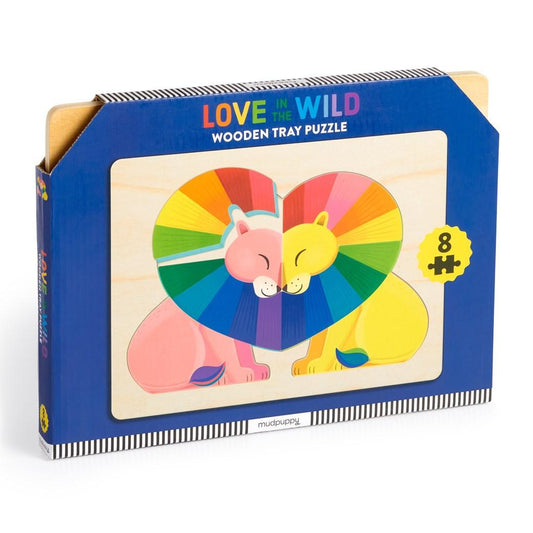 Love in the Wild 8 Shaped Piece Wooden Jigsaw Tray Puzzle Mudpuppy