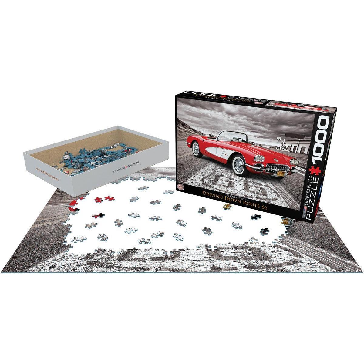 1959 Corvette Driving Down Route 66 1000 Piece Jigsaw Puzzle Eurographics
