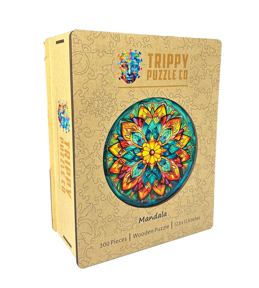 Mandala 300 Piece Wooden Round Jigsaw Puzzle Trippy