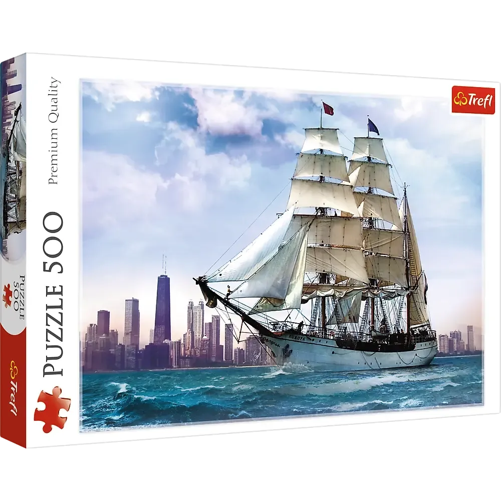 Sailing Towards Chicago, Lake Michigan 500 Piece Jigsaw Puzzle Trefl