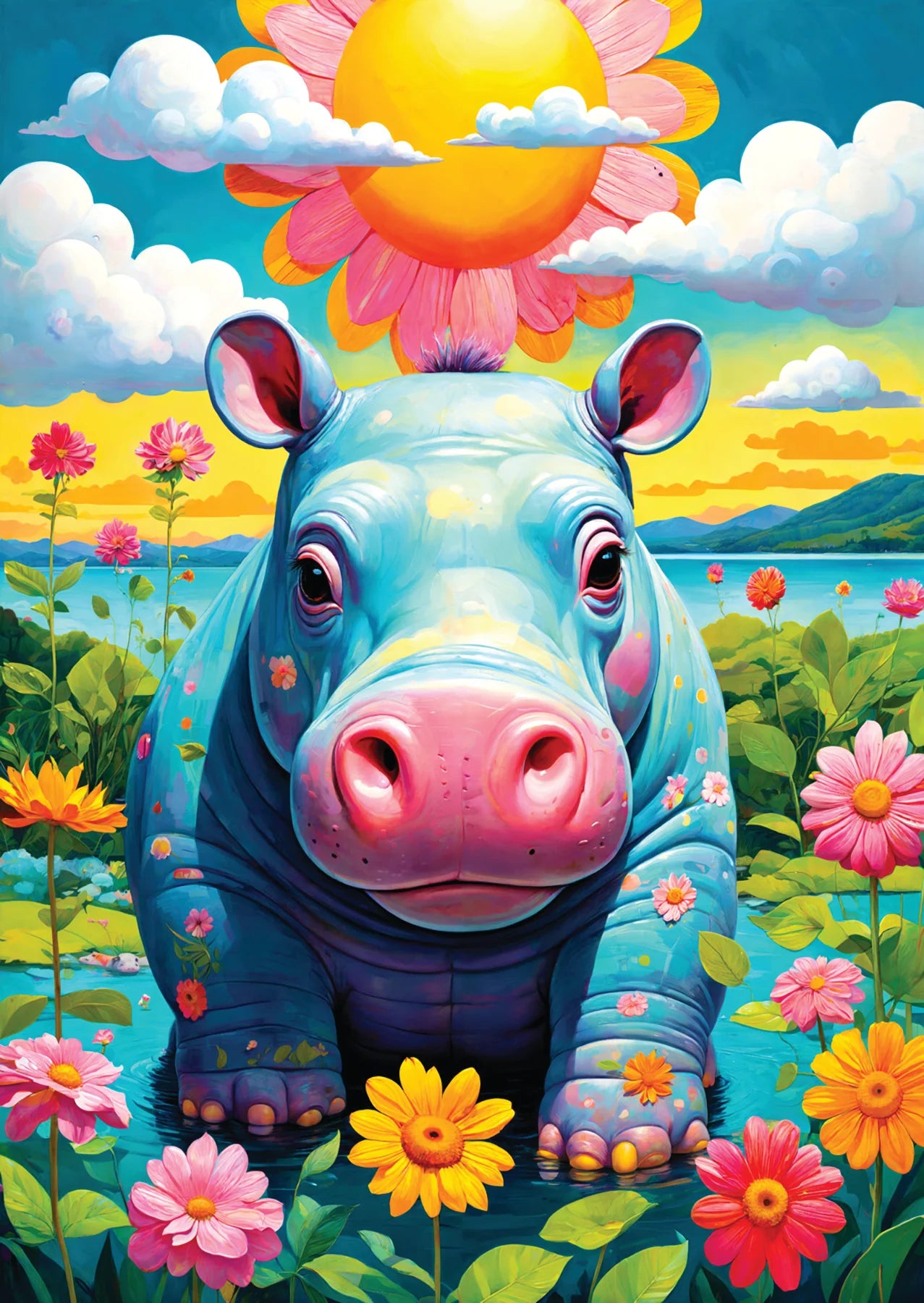 Sunny Hippo 1000 Piece Jigsaw Puzzle Enjoy