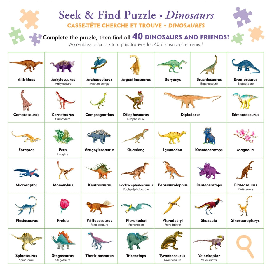 Dinosaurs 100 Piece Seek & Find Jigsaw Puzzle Peter Pauper