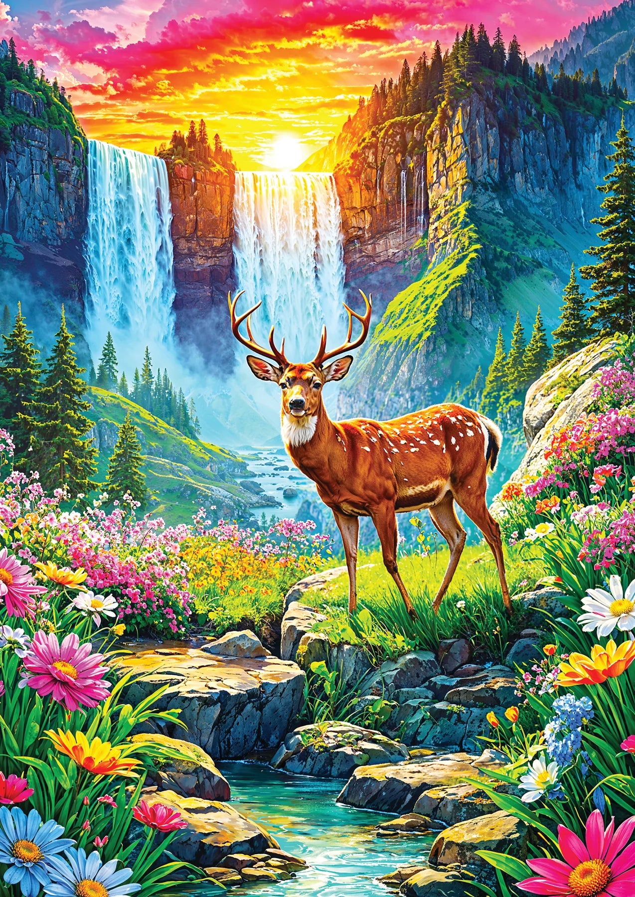 Deer Paradise 1000 Piece Jigsaw Puzzle Enjoy