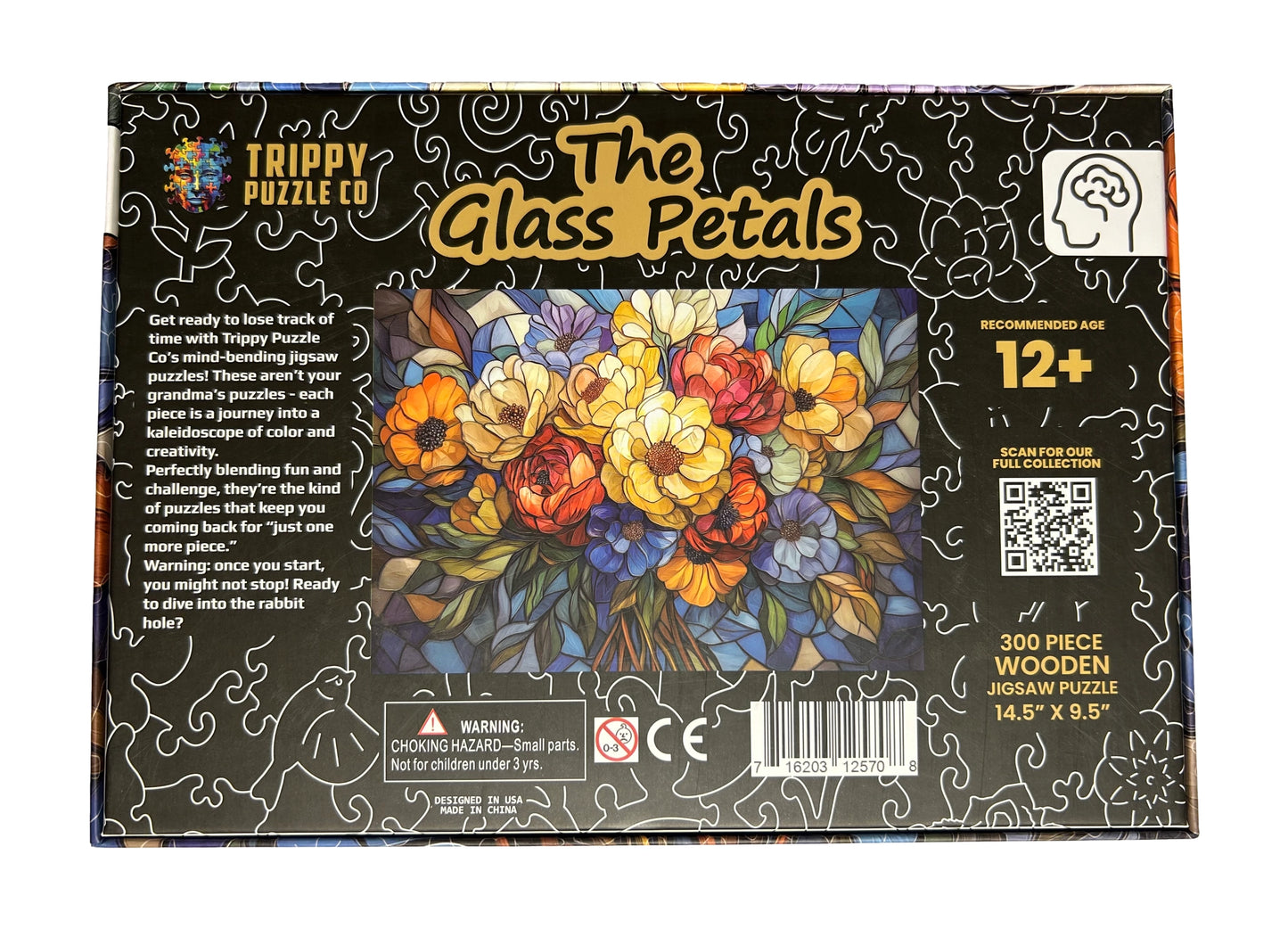 The Glass Petals 300 Piece Wooden Jigsaw Puzzle Trippy