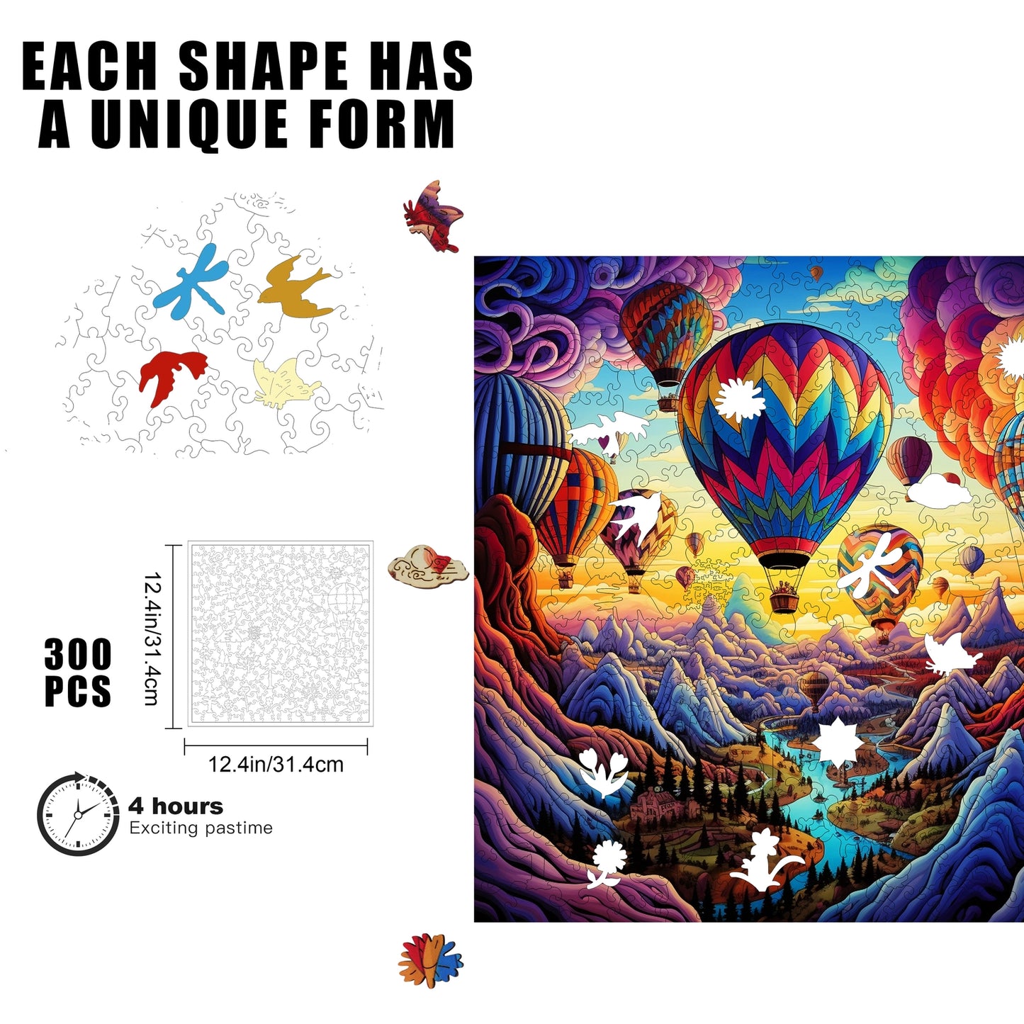 Rainbow Ride 300 Piece Wooden Jigsaw Puzzle Trippy