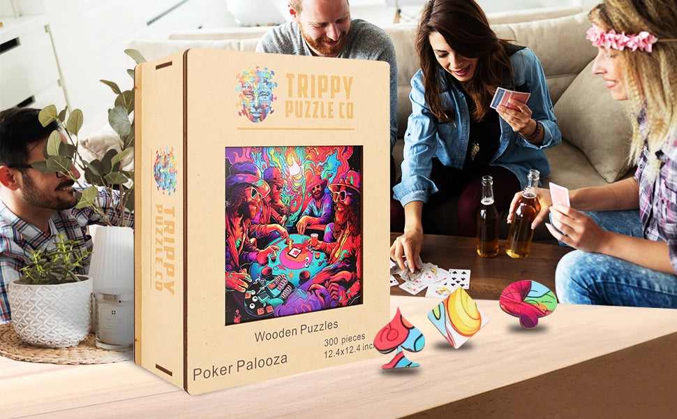 Poker Palooza 300 Piece Wooden Jigsaw Puzzle Trippy