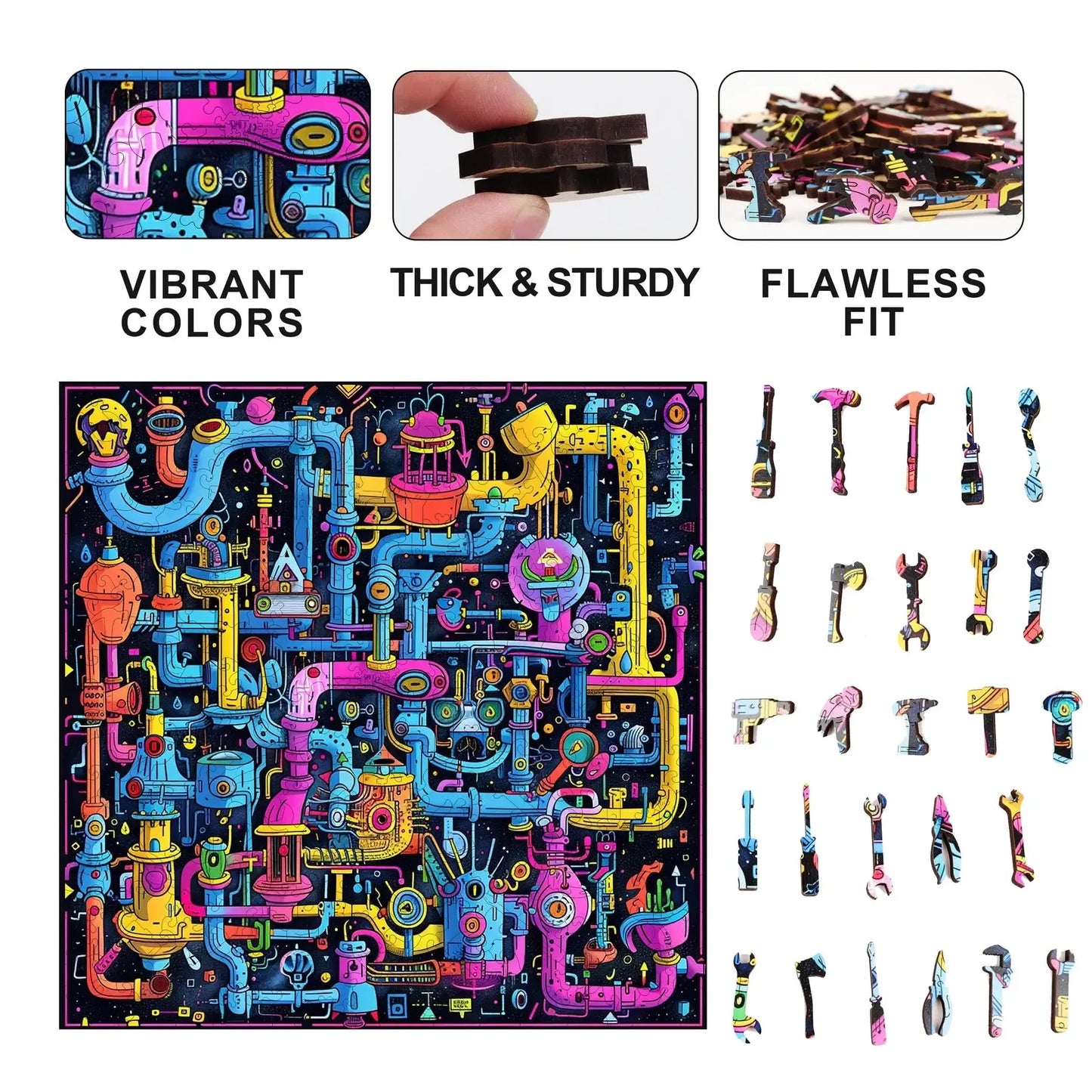 Sci-Fi Sewer 300 Piece Wooden Jigsaw Puzzle Trippy
