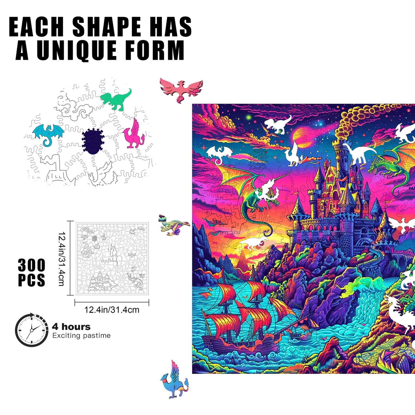 Dragons Dream 300 Piece Wooden Jigsaw Puzzle Trippy