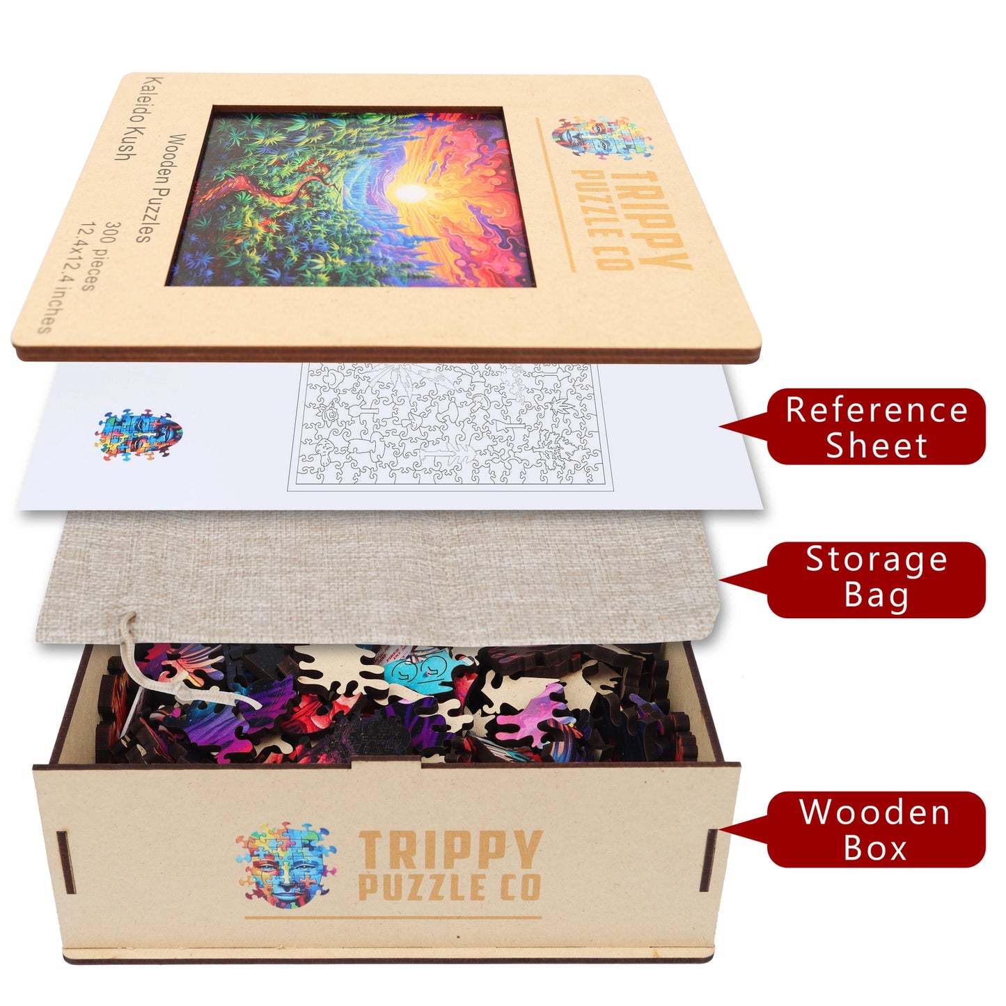 Kaleido Kush 300 Piece Wooden Jigsaw Puzzle Trippy