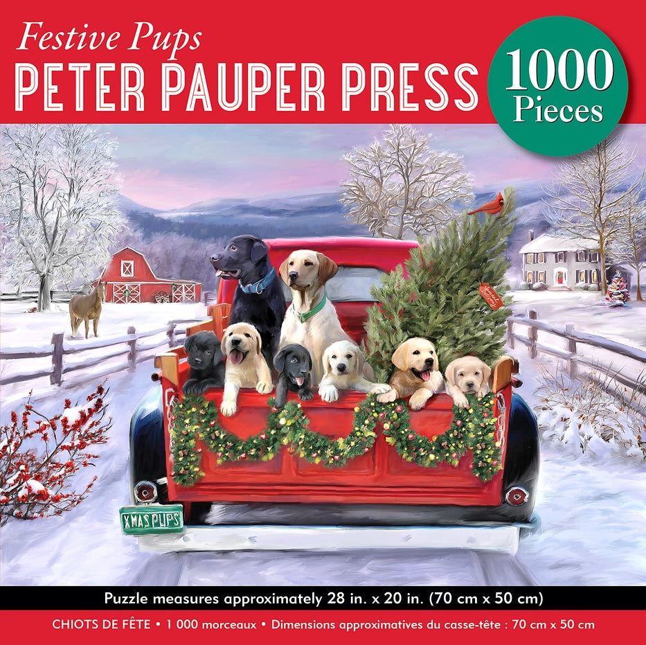Festive Pups 1000 Piece Jigsaw Puzzle Peter Pauper