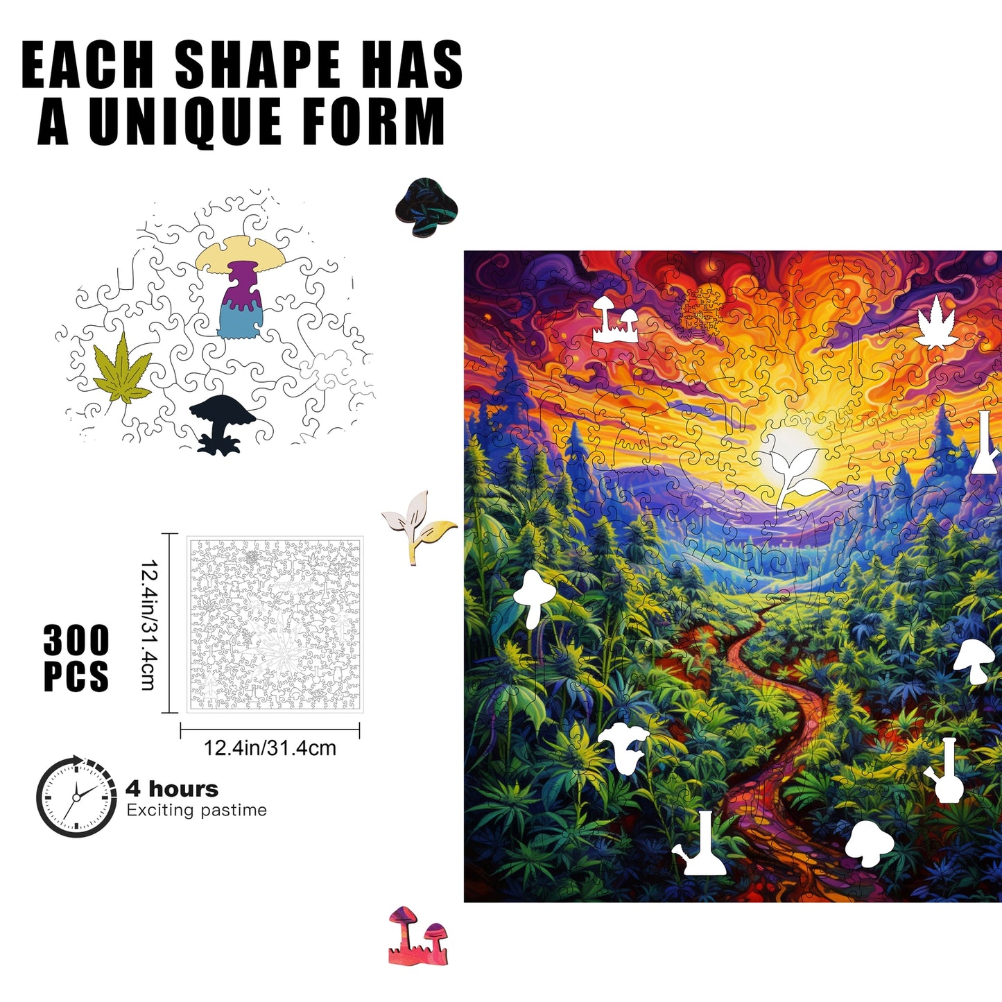 Kaleido Kush 300 Piece Wooden Jigsaw Puzzle Trippy