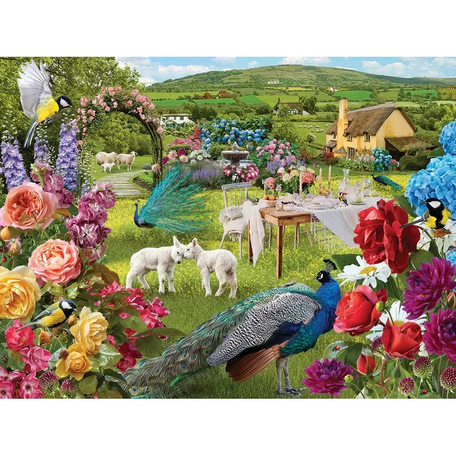 Little Lambs Rose Garden 1000 Piece Jigsaw Puzzle Cobble Hill