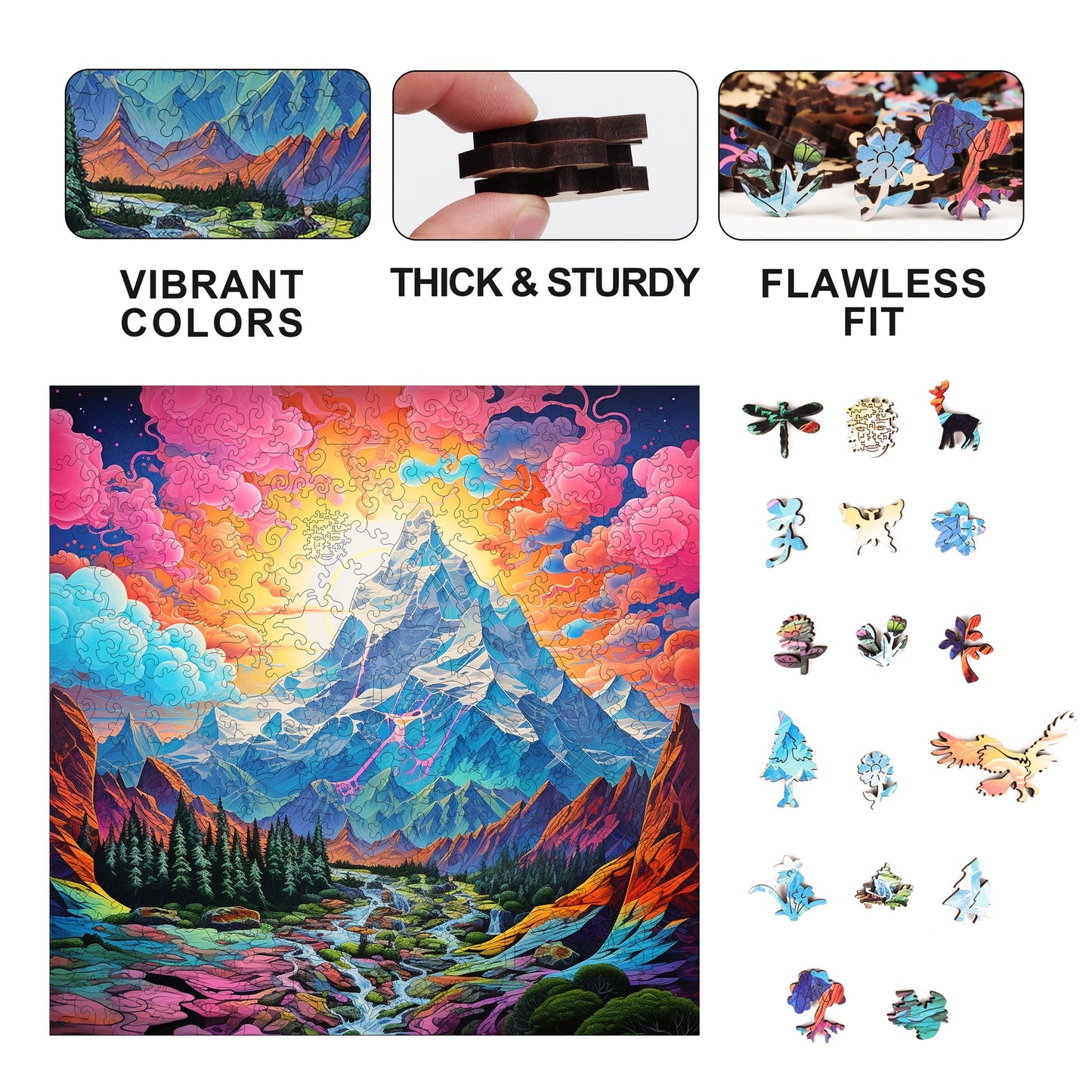 Rocky Ridges 300 Piece Wooden Jigsaw Puzzle Trippy