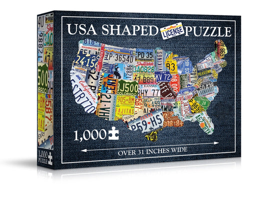 USA License Plates 1000 Piece Shaped Jigsaw Puzzle TDC