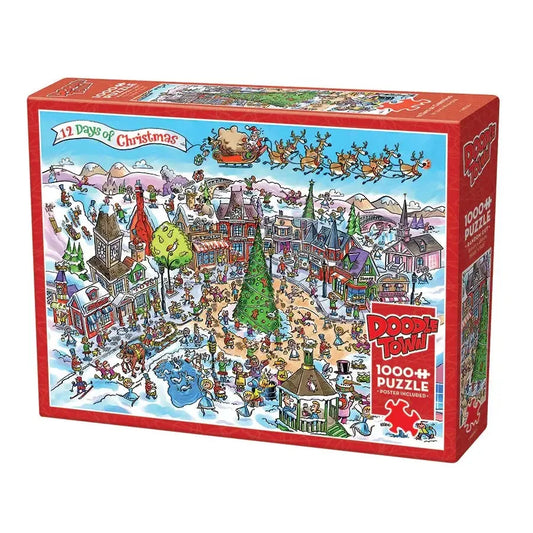 12 Days of Christmas Doodle Town 1000 Piece Jigsaw Puzzle Cobble Hill