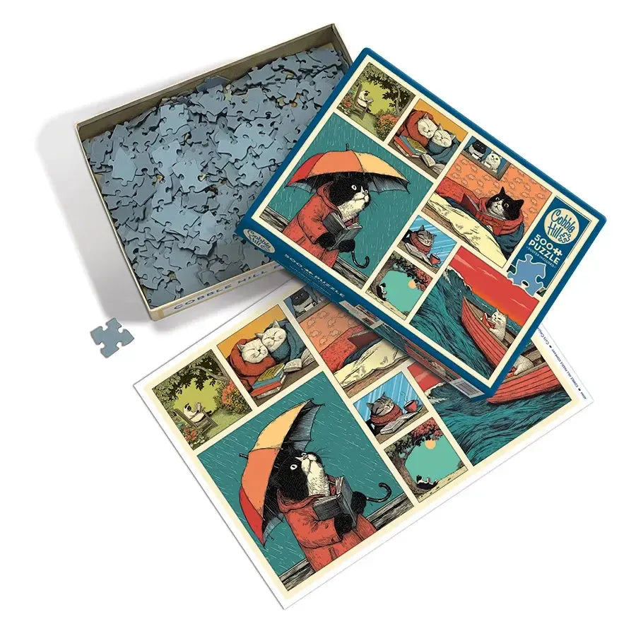 Cats Chillin' with Books 500 Piece Jigsaw Puzzle Cobble Hill