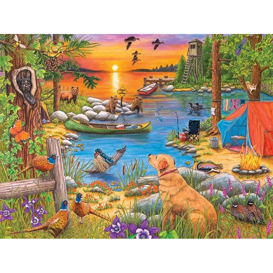 Camping at Sunset Cove 275 Large Piece Jigsaw Puzzle Cobble Hill