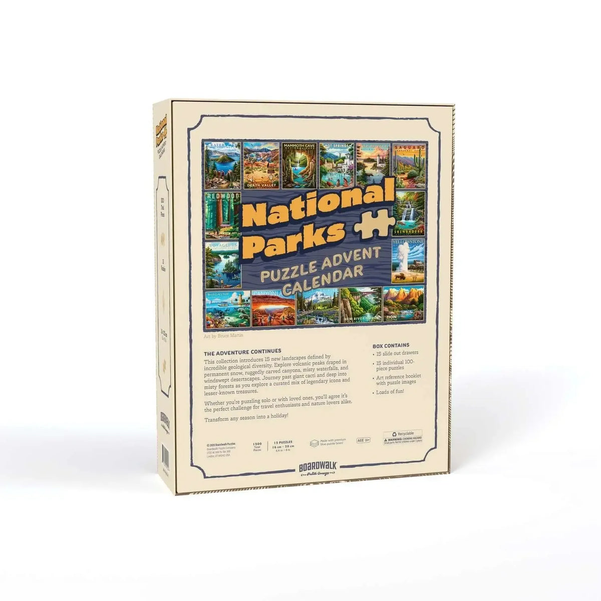 National Parks v2 Advent - 15 Set of 100 Piece Mini Jigsaw Puzzles Boardwalk